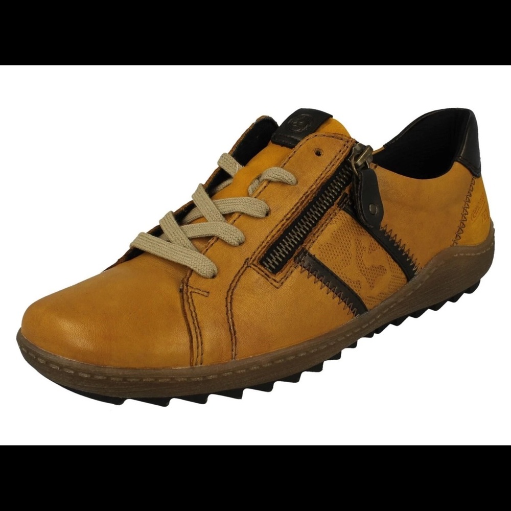 Remonte Tan Black Sneakers with Zipper and Rubber Sole